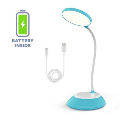 LED Dimmable επαναφορτιζόμενο επιτραπέζιο φωτιστικό	 VISUA LED/5W/5V 3000-5000K 1200 mAh μπλε
