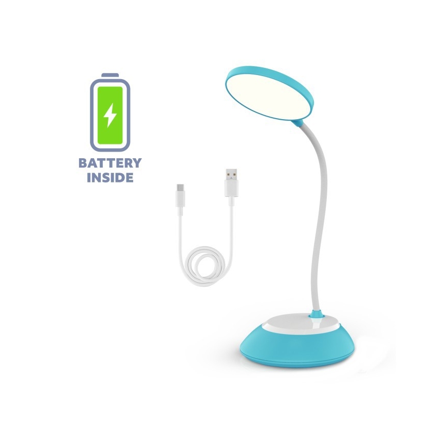 LED Dimmable επαναφορτιζόμενο επιτραπέζιο φωτιστικό	 VISUA LED/5W/5V 3000-5000K 1200 mAh μπλε