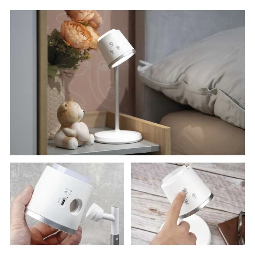 LED Dimmable επαναφορτιζόμενο επιτραπέζιο φωτιστικό	 4σε1 LED/6W/3,7V 3000K/4000K/6500K 1500mAh λευκό