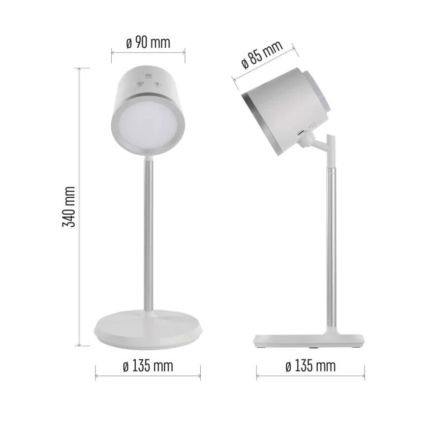 LED Dimmable επαναφορτιζόμενο επιτραπέζιο φωτιστικό	 4σε1 LED/6W/3,7V 3000K/4000K/6500K 1500mAh λευκό