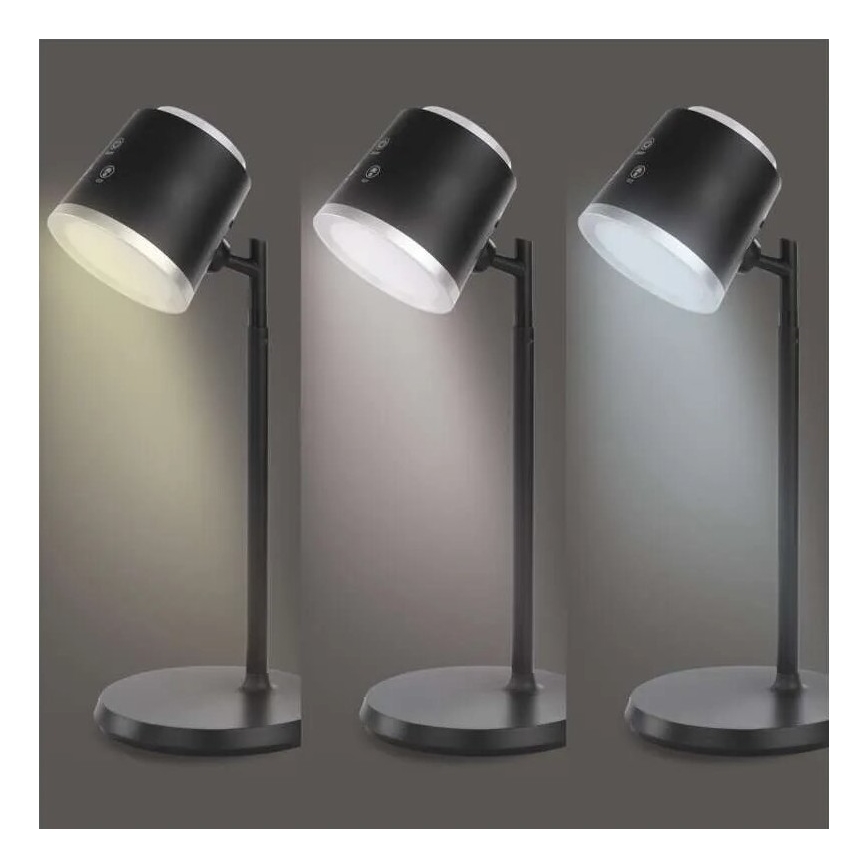 LED Dimmable επαναφορτιζόμενο επιτραπέζιο φωτιστικό	 4σε1 LED/6W/3,7V 3000K/4000K/6500K 1500mAh μαύρο