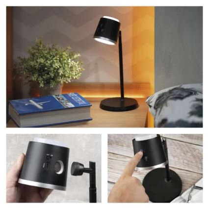 LED Dimmable επαναφορτιζόμενο επιτραπέζιο φωτιστικό	 4σε1 LED/6W/3,7V 3000K/4000K/6500K 1500mAh μαύρο