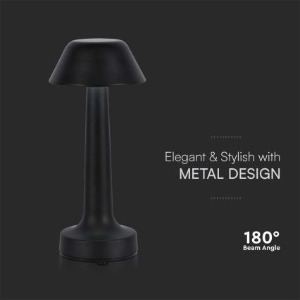 LED Dimmable επαναφορτιζόμενο επιτραπέζιο φωτιστικό αφής LED/1W/5V 3000-6000K 1800 mAh μαύρο