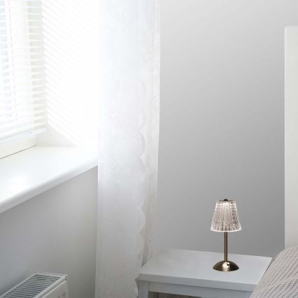 LED Dimmable επαναφορτιζόμενο επιτραπέζιο φωτιστικό αφής LED/2,4W/5V 3000-6000K 1800 mAh γυαλιστερό χρώμιο