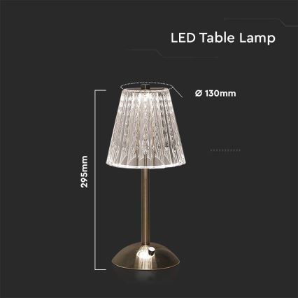 LED Dimmable επαναφορτιζόμενο επιτραπέζιο φωτιστικό αφής LED/2,4W/5V 3000-6000K 1800 mAh γυαλιστερό χρώμιο