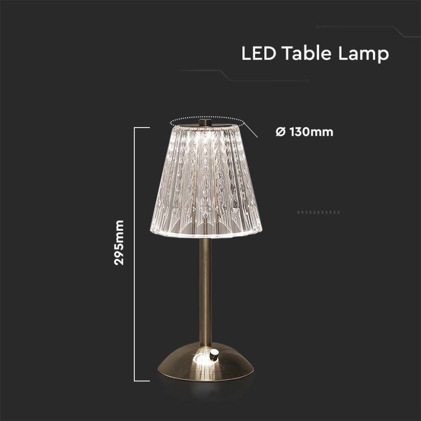LED Dimmable επαναφορτιζόμενο επιτραπέζιο φωτιστικό αφής LED/2,4W/5V 3000-6000K 1800 mAh γυαλιστερό χρώμιο