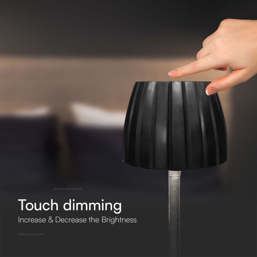LED Dimmable επαναφορτιζόμενο επιτραπέζιο φωτιστικό αφής LED/2,7W/5V 3000/4000/6000K 1800 mAh μαύρο