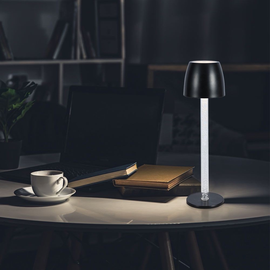 LED Dimmable επαναφορτιζόμενο επιτραπέζιο φωτιστικό αφής LED/3W/5V 3000K 1800 mAh μαύρο