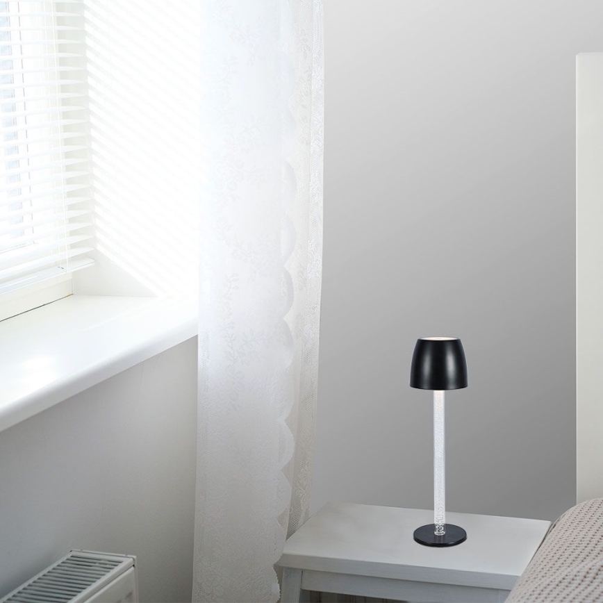 LED Dimmable επαναφορτιζόμενο επιτραπέζιο φωτιστικό αφής LED/3W/5V 3000K 1800 mAh μαύρο