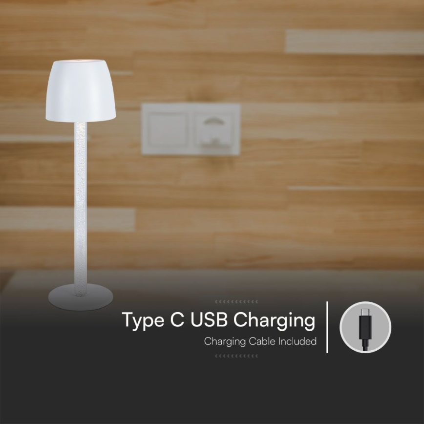 LED Dimmable επαναφορτιζόμενο επιτραπέζιο φωτιστικό αφής LED/3W/5V 3000K 1800 mAh μαύρο