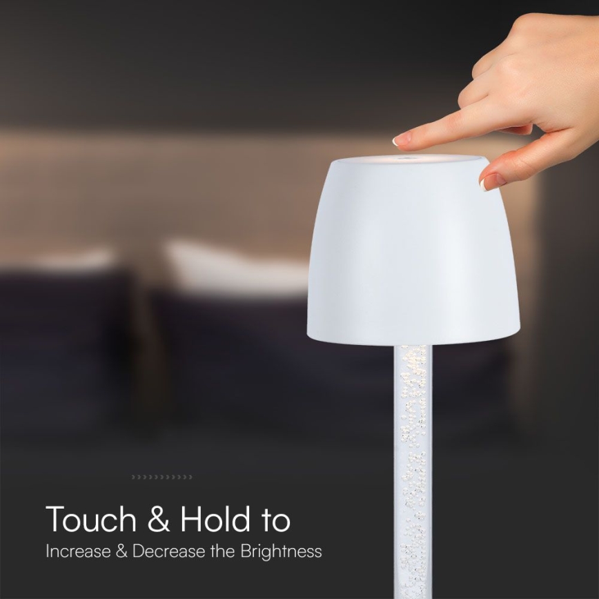 LED Dimmable επαναφορτιζόμενο επιτραπέζιο φωτιστικό αφής LED/3W/5V 3000K 1800 mAh μαύρο