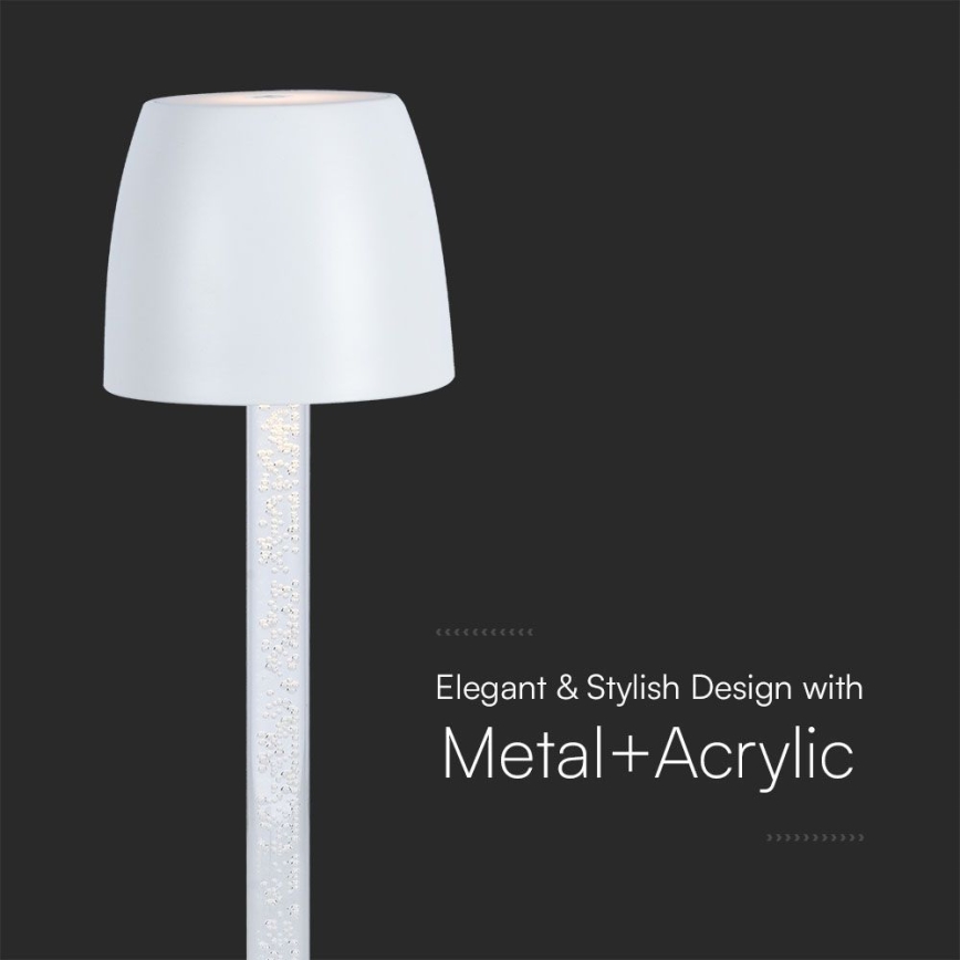 LED Dimmable επαναφορτιζόμενο επιτραπέζιο φωτιστικό αφής LED/3W/5V 3000K 1800 mAh μαύρο