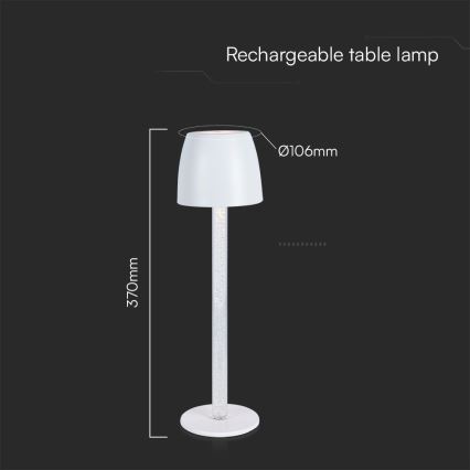 LED Dimmable επαναφορτιζόμενο επιτραπέζιο φωτιστικό αφής LED/3W/5V 3000K 1800 mAh μαύρο