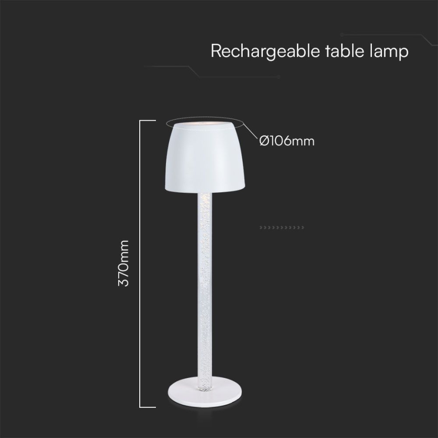 LED Dimmable επαναφορτιζόμενο επιτραπέζιο φωτιστικό αφής LED/3W/5V 3000K 1800 mAh μαύρο