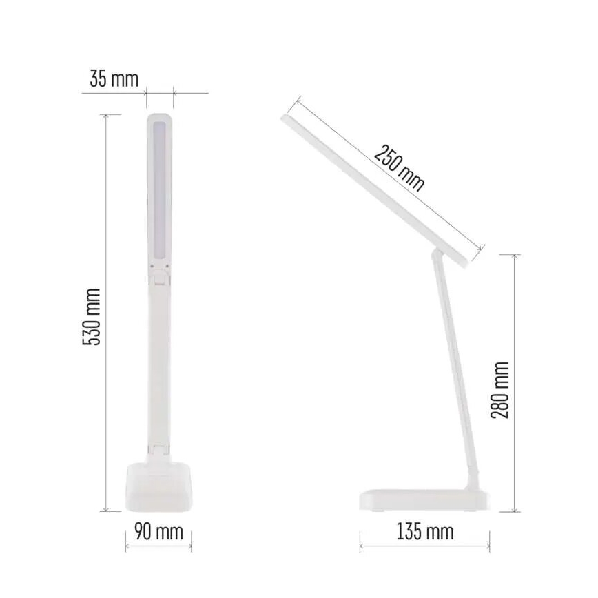 LED Dimmable επαναφορτιζόμενο επιτραπέζιο φωτιστικό	 LED/5W/3,7V 3000K/4000K/6500K 800mAh λευκό