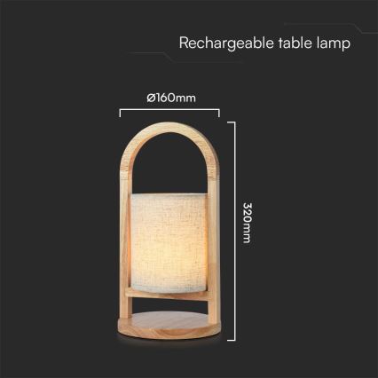 LED Dimmable επαναφορτιζόμενο επιτραπέζιο φωτιστικό αφής LED/1,5W/5V 3000K 1800mAh μπεζ
