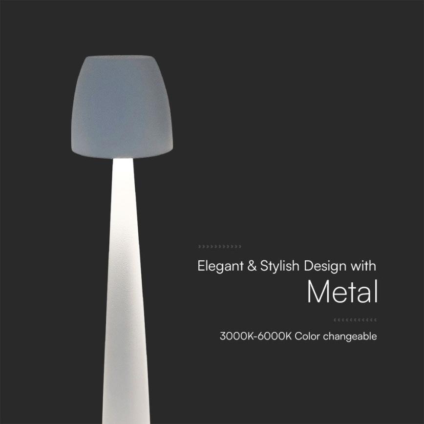 LED Dimmable επαναφορτιζόμενο επιτραπέζιο φωτιστικό αφής LED/3W/5V 3000-6000K 1800 mAh λευκό