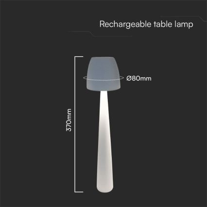 LED Dimmable επαναφορτιζόμενο επιτραπέζιο φωτιστικό αφής LED/3W/5V 3000-6000K 1800 mAh λευκό
