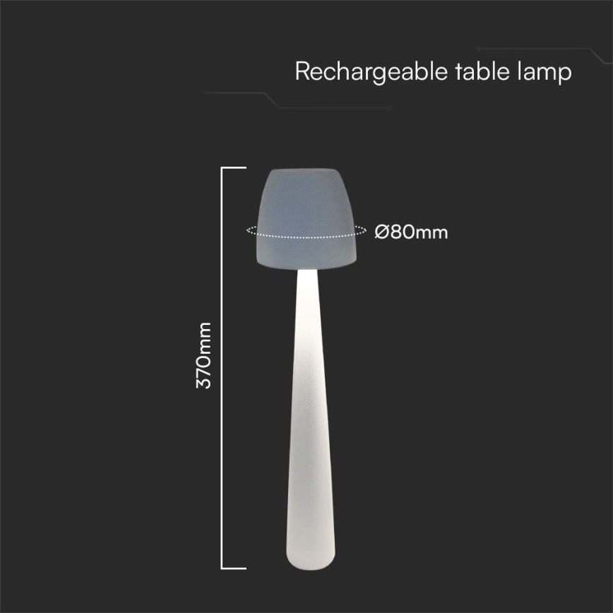 LED Dimmable επαναφορτιζόμενο επιτραπέζιο φωτιστικό αφής LED/3W/5V 3000-6000K 1800 mAh λευκό