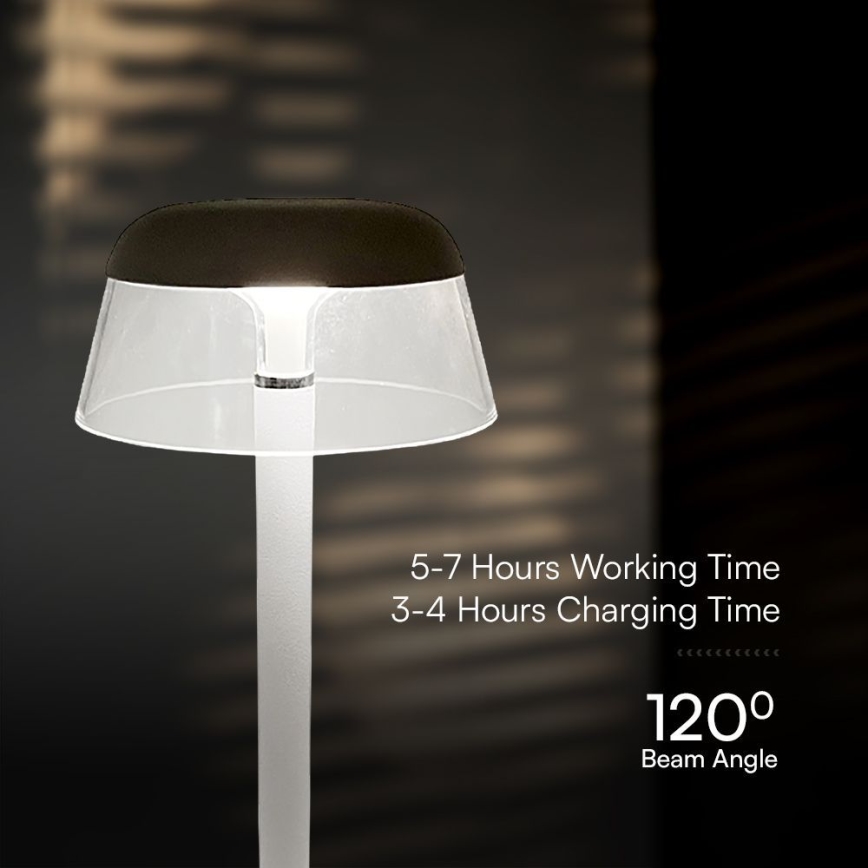 LED Dimmable επαναφορτιζόμενο επιτραπέζιο φωτιστικό αφής LED/3W/5V 3000-6000K 1800 mAh λευκό