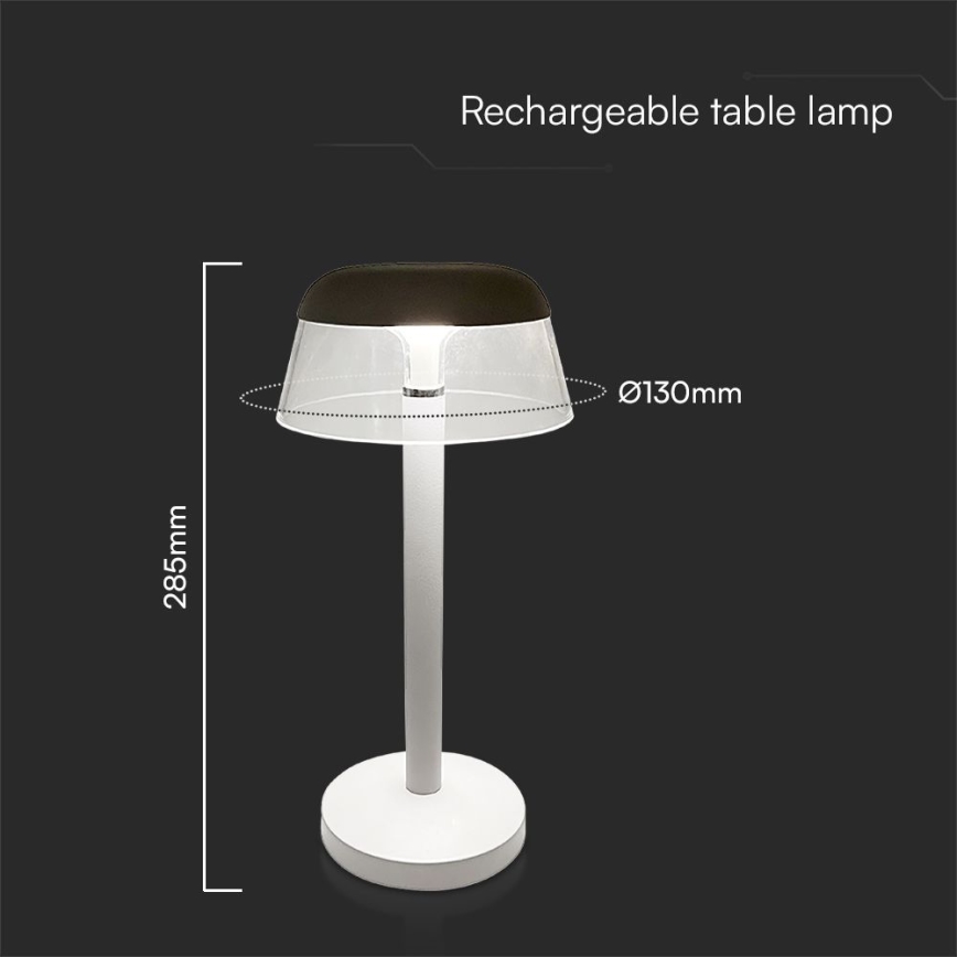 LED Dimmable επαναφορτιζόμενο επιτραπέζιο φωτιστικό αφής LED/3W/5V 3000-6000K 1800 mAh λευκό