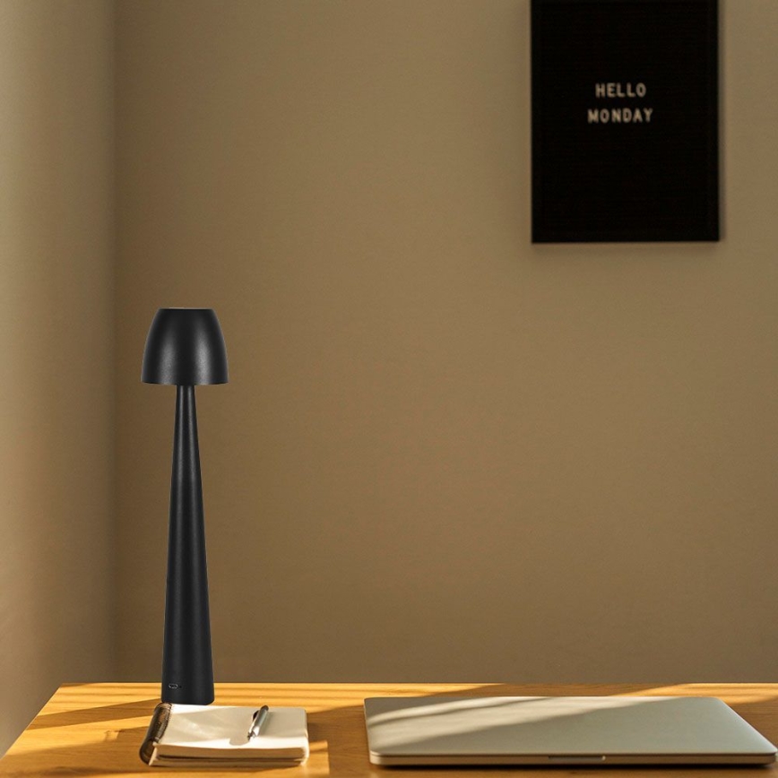 LED Dimmable επαναφορτιζόμενο επιτραπέζιο φωτιστικό αφής LED/3W/5V 3000-6000K 1800 mAh μαύρο