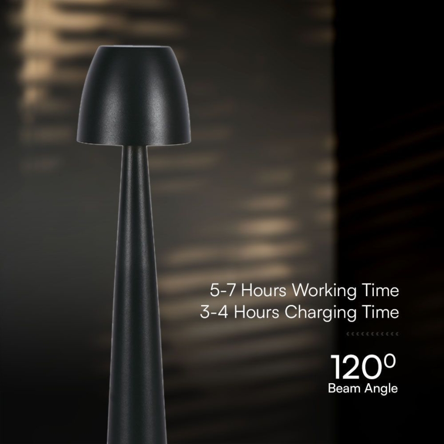 LED Dimmable επαναφορτιζόμενο επιτραπέζιο φωτιστικό αφής LED/3W/5V 3000-6000K 1800 mAh μαύρο