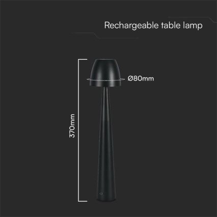LED Dimmable επαναφορτιζόμενο επιτραπέζιο φωτιστικό αφής LED/3W/5V 3000-6000K 1800 mAh μαύρο