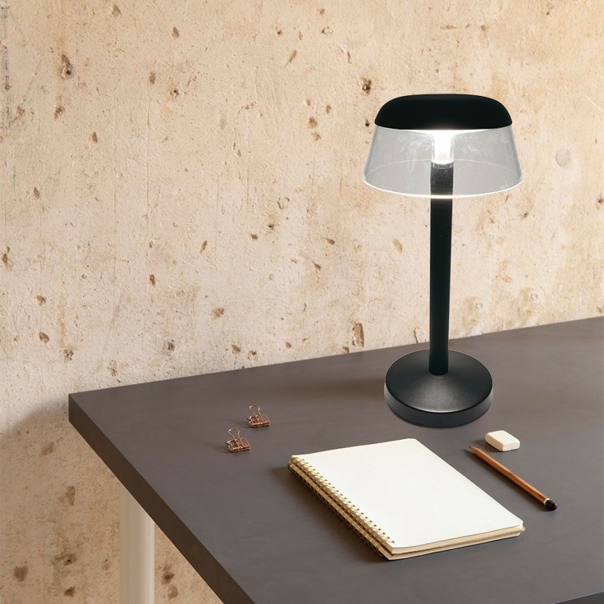LED Dimmable επαναφορτιζόμενο επιτραπέζιο φωτιστικό αφής LED/3W/5V 3000-6000K 1800 mAh μαύρο