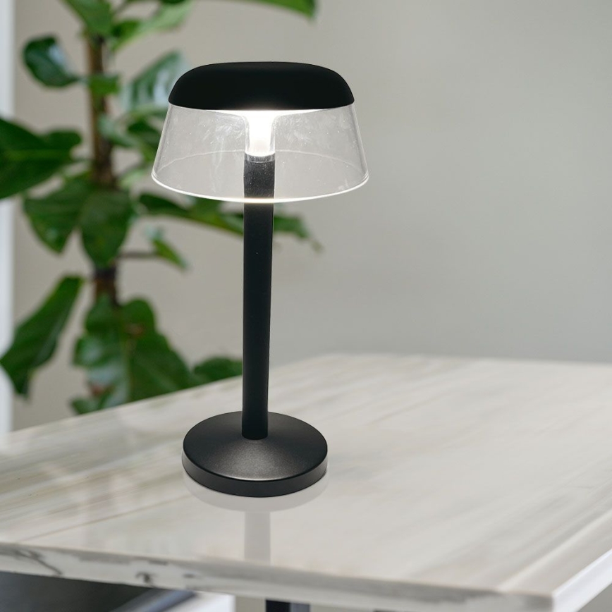 LED Dimmable επαναφορτιζόμενο επιτραπέζιο φωτιστικό αφής LED/3W/5V 3000-6000K 1800 mAh μαύρο