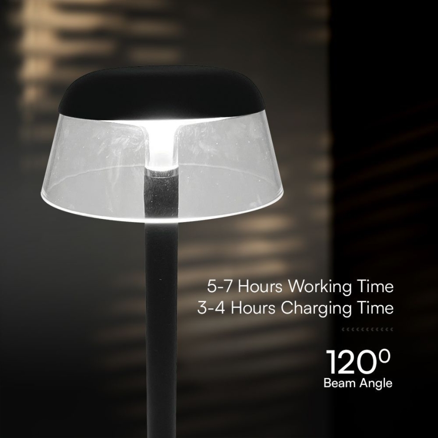LED Dimmable επαναφορτιζόμενο επιτραπέζιο φωτιστικό αφής LED/3W/5V 3000-6000K 1800 mAh μαύρο