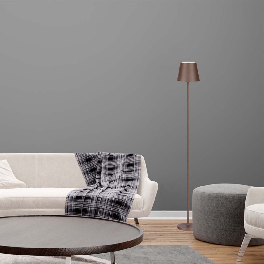 LED Dimmable επαναφορτιζόμενο φωτιστικό δαπέδου 3σε1 LED/4W/5V 4400 mAh 3000K IP54 καφέ