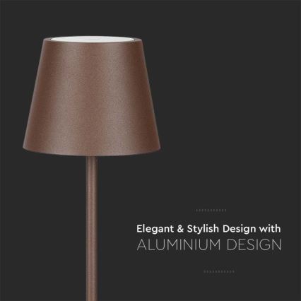 LED Dimmable επαναφορτιζόμενο φωτιστικό δαπέδου 3σε1 LED/4W/5V 4400 mAh 3000K IP54 καφέ