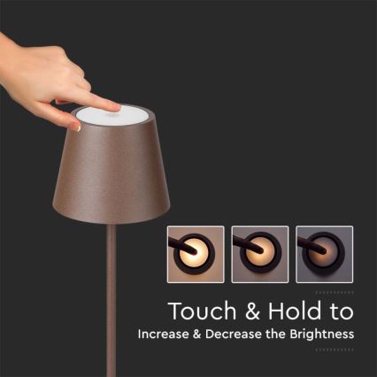 LED Dimmable επαναφορτιζόμενο φωτιστικό δαπέδου 3σε1 LED/4W/5V 4400 mAh 3000K IP54 καφέ