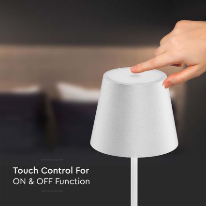 LED Dimmable επαναφορτιζόμενο φωτιστικό δαπέδου 3σε1 LED/4W/5V 4400 mAh 3000K IP54 λευκό
