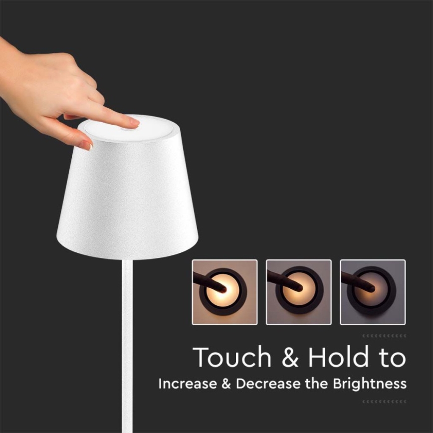 LED Dimmable επαναφορτιζόμενο φωτιστικό δαπέδου 3σε1 LED/4W/5V 4400 mAh 3000K IP54 λευκό