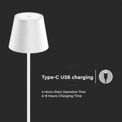 LED Dimmable επαναφορτιζόμενο φωτιστικό δαπέδου 3σε1 LED/4W/5V 4400 mAh 3000K IP54 λευκό