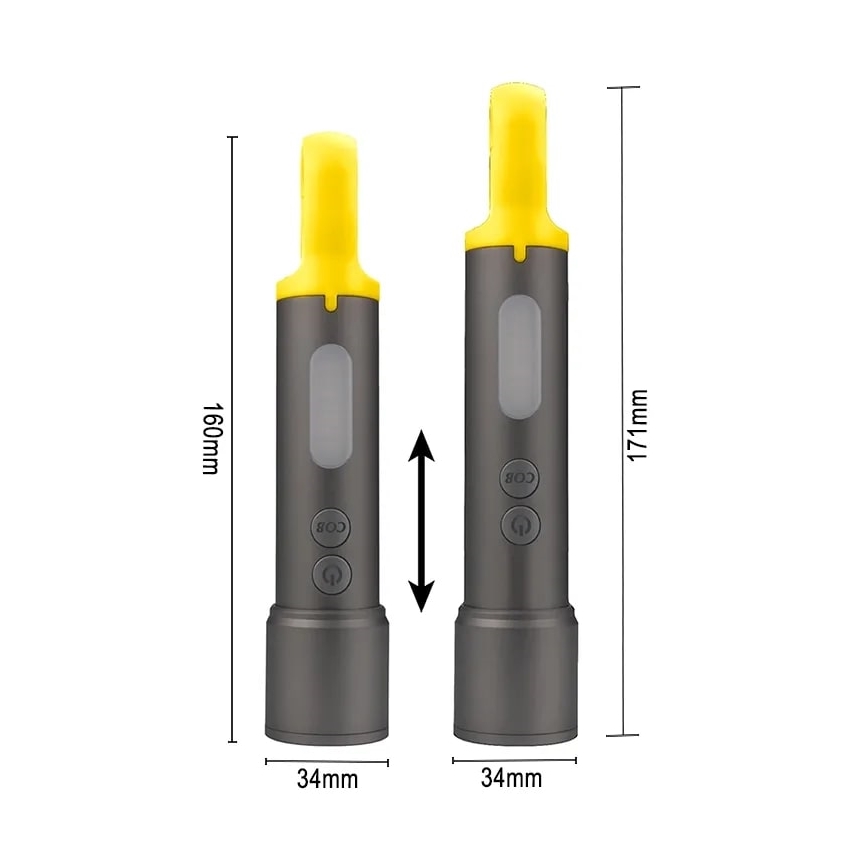 LED Dimmable επαναφορτιζόμενος φακός LED/10W/5V IPX4 1200 mAh 650 lm