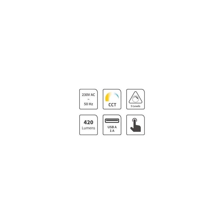 LED Dimmable επιτραπέζιο φωτιστικό με USB LED/7W/230V 3000K/4000K/5500K λευκό