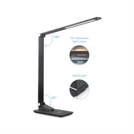 LED Dimmable επιτραπέζιο φωτιστικό με USB LED/7W/230V 3000K/4000K/5500K μαύρο