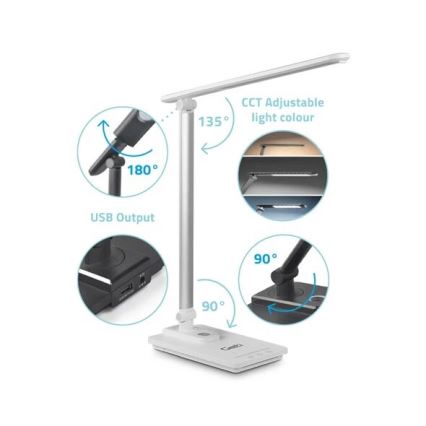 LED Dimmable επιτραπέζιο φωτιστικό με USB LED/9W/230V 3000K/4000K/5500K λευκό