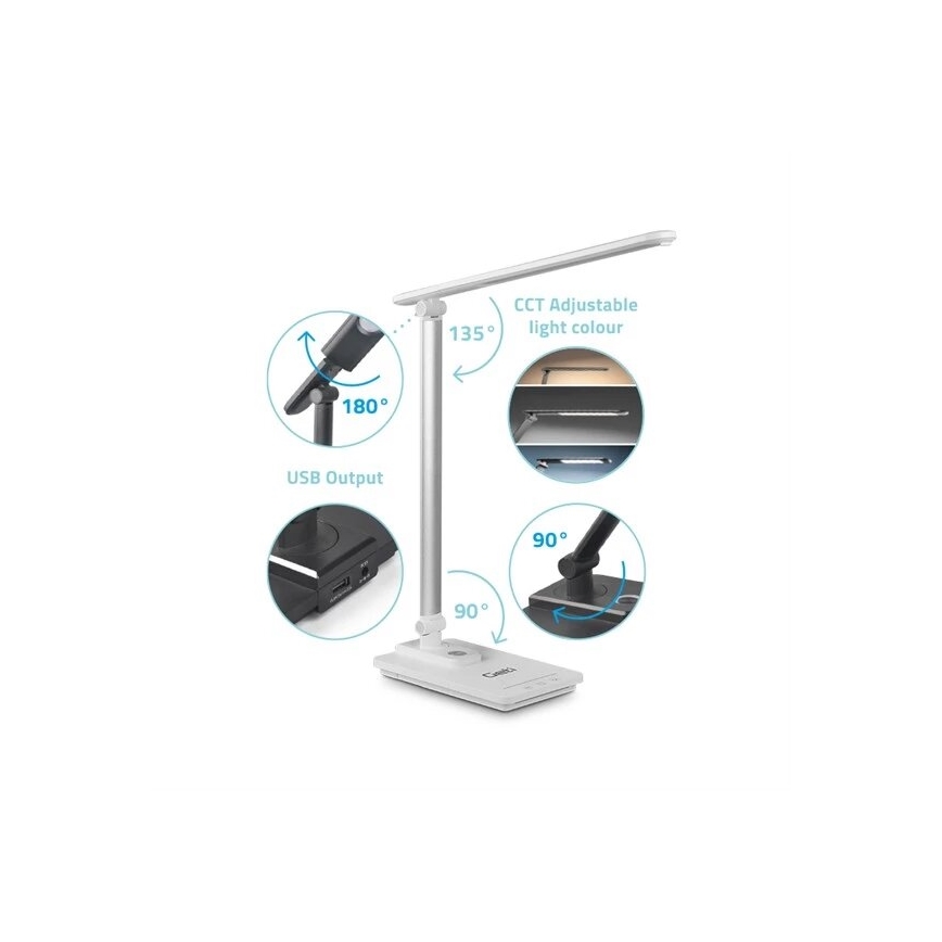 LED Dimmable επιτραπέζιο φωτιστικό με USB LED/9W/230V 3000K/4000K/5500K λευκό