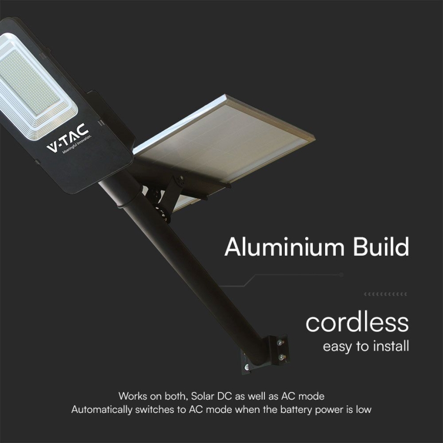 LED Dimmable υβριδικό ηλιακό φωτιστικό δρόμου LED/50W/230V 4000K IP65 50000 mAh + τηλεχειριστήριο