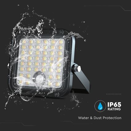 LED Dimming solar προβολέας με αισθητήρα LED/10W/3,7V 4000/6000K IP65 + τηλεχειριστήριο