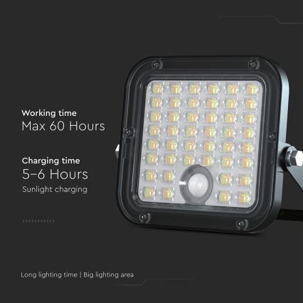 LED Dimming solar προβολέας με αισθητήρα LED/10W/3,7V 4000/6000K IP65 + τηλεχειριστήριο
