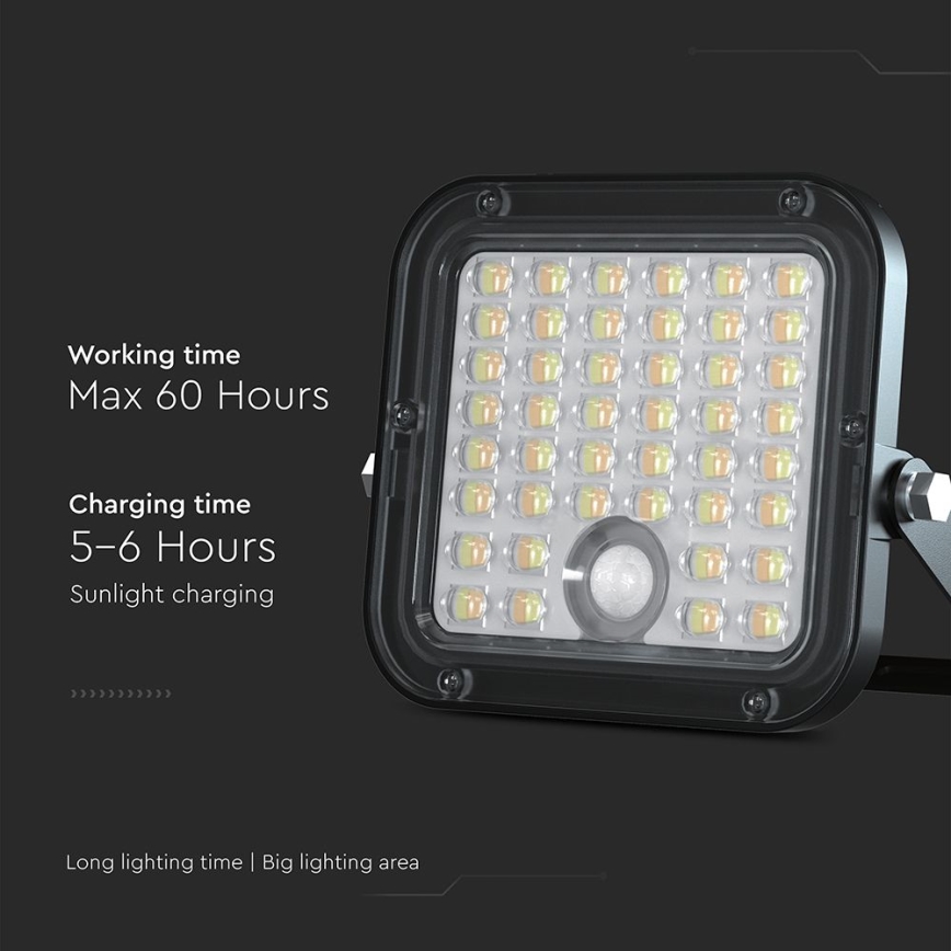 LED Dimming solar προβολέας με αισθητήρα LED/10W/3,7V 4000/6000K IP65 + τηλεχειριστήριο