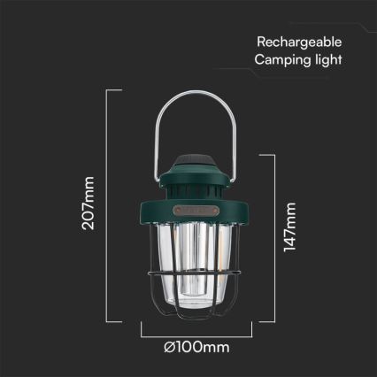 LED Dimmable κρεμαστό φωτιστικό εξωτερικού χώρου επαναφορτιζόμενο LED/5W/5V 2700-6500K IP44