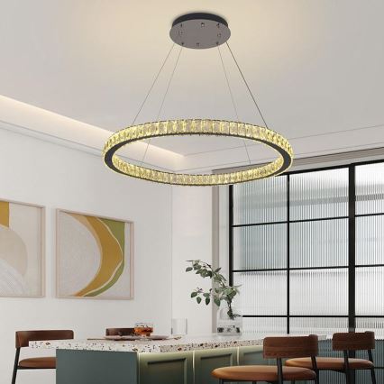 LED Dimming κρύσταλλο πολύφωτο on a string LED/100W/230V 3000-6500K ασήμι + τηλεχειριστήριο