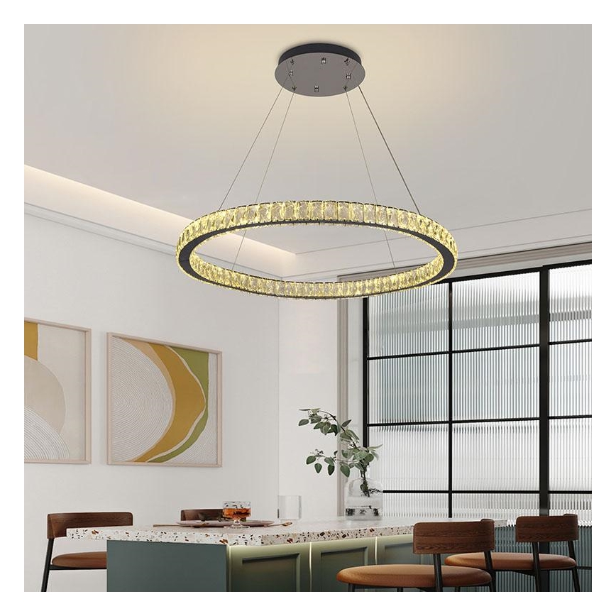 LED Dimming κρύσταλλο πολύφωτο on a string LED/100W/230V 3000-6500K ασήμι + τηλεχειριστήριο