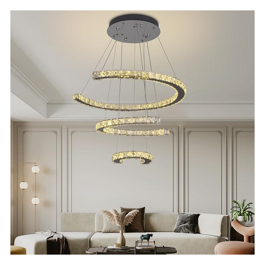 LED Dimming κρύσταλλο πολύφωτο on a string LED/100W/230V 3000-6500K ασήμι + τηλεχειριστήριο